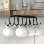 JIALTO Double-Row 12 Hooks for Kitchen Storage Rack Cupboard Hanging Coffee and Tea Cup/Organizer/Metal Hook/Cabinet/Cooker/Towel Holder/Use Inside Kitchen/Bathroom/Home and Office (2 Black)