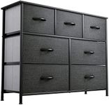 YITAHOME 7-Drawer Fabric Dresser, Furniture Storage Tower Cabinet, Organizer for Bedroom, Living Room, Hallway, Closet, Sturdy Steel Frame, Wooden Top, Easy-to-Pull Fabric Bins(Black Grey)