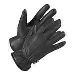 Thinsulate Lined Black Deerskin Driver's Glove, Grain Leather, Winter Driving, Soft Dress Feel, Durable Work Glove, 40 Gram Liner, Warmth, Moisture Absorbent - X-Large