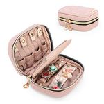 Teamoy Mini Jewelry Travel Case, Small Storage Organizer Bag for Earrings, Necklace, Rings and More, Misty Rose