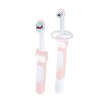 MAM Learn to Brush Set, Baby Toothbrush with Long Handle for Holding Together, Children's Toothbrush Trains Teeth Brushing, from 5+ Months, Pink