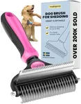 MalsiPree Pet Grooming Brush and Undercoat Rake for Dogs and Cats, 2-in-1 Pink Deshedding & Dematting Tool for Mats & Tangles - Pet Dematting Brush