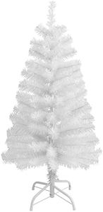 CCINEE 3Ft Artificial Christmas Tree, White Tabletop Hinged Christmas Tree with Metal Stand 130 Branch Tips Mini Christmas Tree for Xmas Party Supplies Home Indoor Decoration