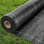 Vivo Technologies 2mx25m Heavy Duty Weed Control Membrane Garden Weed Barrier Fabric for Landscaping Driveway Gravel Artificial Grass Lawn Underlay Woven Roll Ground Cover Weed Block Black