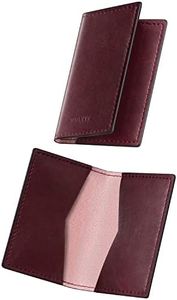 VULKIT Leather Business Card Holder 2 Sided Slim Business Name Card Organizer for Men or Women, Up to hold 20 cards (Vintage Wine)