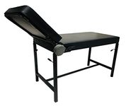 SOMRAJ Massage Bed Stylish Beauty Parlor Massage Bed Salon/Barber/Cutting/Makeup/Makeover Massage Bed Facial Bed with Push Back System Leather Cushion seat Back (Black) Heavy Duty