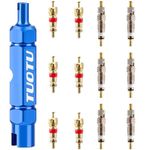 TuoTu Valve Core Remover Tool Kit Bike and Car Valve Core Repair Tool with Brass Replacement Presta and Schrader Valve Core