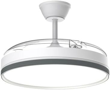 Airwit 106cm Ventilatore da Soffitto con Luce e pale retrattili, 70W Silenzioso Lampada Ventilatore da Soffitto con Telecomando e Motore DC per Camera da Letto, Cucina, Soggiorno, Bianco, 6 Velocità
