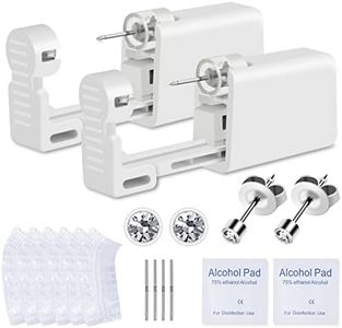 Ear Piercing Kit, Anzero 2 Pcs Disposable Ear Piercing Gun with Preloaded Ear Stud, at Home Self Ear Piercing Gun Kit - 2MM Earrings Stud