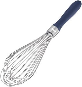 U-Taste Kitchen Whisk Egg Beater: 18/10 Stainless Steel Balloon Whisk, Heavy Duty Metal Whisk, Manual Mixing Tool with 12 High-Flex Wires for Stirring, Blending Sauce, Batter (L, Midnight Blue)