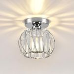 Hudi Fyier Chandelier Crystals Ceiling Lighting Fixtures, Chrome Modern Mini Ceiling Light, Small Semi Flush Mount Ceiling Light for Kitchen Hallway Dining Rooms Living Rooms Bar