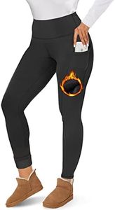 CAMPSNAIL Fleece Lined Leggings Women - Thick Soft High Waisted Black Tummy Control Thermal Warm Velvet Pants for Cold Winter, Pockets, Black, XX-Large