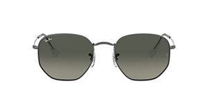 Ray-Ban RB3548N Hexagonal Flat Lens Sunglasses, Gunmetal/Light Grey Gradient Dark Grey, 48 mm