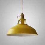 Mengjay Pendant Light Vintage Industrial Chandelier Metal Pendant Lamp Industrial Ceiling Lamp Hanging LED Pendant Lamp for Dining Table Living Room Bedroom Kitchen(No Bulb) (Yellow)