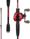 Sougayilang Baitcaster Combos, 2 Section M/MH Lightweight Casting Fishing Rod and 8.0:1 Baitcasting Reel, 1.8/2.1m Fishing Rod and Reel Set for Travel Saltwater Freshwater-1.8RR