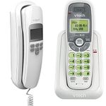 VTech Trimstyle Corded Telephone with Caller ID (CD1113-WT) + Vtech Dect 6.0 Single Handset Cordless Phone (8077180105)