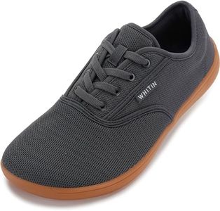 WHITIN Women's Knit Barefoot Shoes Minimalsit Wide Width Toe Box Zero Drop Sole Sneakers Minimus Size 7.5 7.5W Weight Lifting Road Running Grey 38