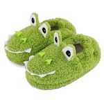 LACOFIA Toddler Slippers Kids House Shoes Children Boys Girls Winter Warm Plush Slippers with Anti-Slip Rubber Sole Green Crocodile 5/6