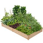 Yaheetech 8x4ft Wooden Horticulture Raised Garden Bed Divisible Elevated Planting Planter Box for Flowers/Vegetables/Herbs in Backyard/Patio Outdoor, Natural Wood, 93 x 48 x 10in