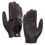 Harssidanzar Mens Leather Driving Gloves Deerskin Unlined Upgrade, Brown, XL