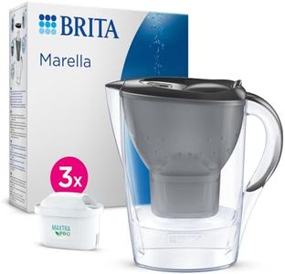 BRITA Carafe Filtrante Marella Graphite (2,4l) incl 3 cartouches filtrantes eau robinet MAXTRA PRO All-in-1 réduit PFAS,calcaire, chlore, certaines impuretés et métaux indicateur temporel