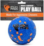 Iron Paws Indestructible Dog Ball, Blue - Tough Dog Toy for Aggressive Chewers, Great for Indoor and Outdoor Play, Soft Dog Toy for Fetch