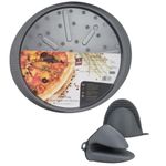 Naush Home Round Nonstick Carbon Steel Baking Dish Pan Pizza Tray Large 13 Inch with Silicone Oven Mitts - Professional Cookware for Crispy, Golden Crusts - Ideal for Homemade Pizzas