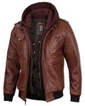 Brown Genuine Lambskin Leather Biker Jackets For Men With Hood | [1100154] Edinburgh Tan, L