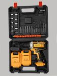 FERVIK 21V Cordless Drill Machine Cum Screwdriver | 2X 1.5Ah Li-Ion Batteries | Torque 25+1 | 2 Speed Driver | Handheld Drills (Cordless Drill, 2Battery & Charger With Accessories), Multicolour