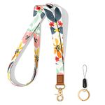 Hsxnam Neck Lanyard Key Chain, Long Lanyard Strap Keychain Holder for Women Men Car Keys ID Badges Card Wallet Phone Camera, Beauty Flowers