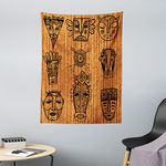 ABAKUHAUS African Tapestry, Native, Fabric Wall Hanging Decor for Bedroom Living Room Dorm, 43 W X 58 L, Black Brown