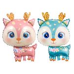 2 Deer Balloons, Foil Balloons, Animal Balloons, Cute Balloons, Girl Balloons, Kids Balloons, Fun Balloons, Party Decoration Balloons, Animal Theme Party Decorations