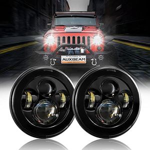 Auxbeam 7 Inch Round LED Headlights DOT Approved Replacement for Jeep Wrangler JK TJ LJ CJ Rubicon Sport Sahara Hummer H1 H2, 7" LED Headlamps for Unlimited JKU Peterbilt Ford H6024 Headlights, Black