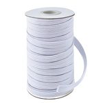 Coopay 45 Yards Length 1/2" Width Elastic Cord Elastic Bands Elastic Rope Heavy Stretch Elastic Spool Knit for Sewing (White, 1/2 Inch)