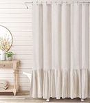 Stall Shower Curtain 54 x 72 Farmhouse Cream Shower Curtain with A Ruffle Hem Linen Blend Shower Curtain for Bathroom Natural Beige