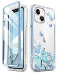 i-Blason Cosmo Series Case for iPhone 13 5G 6.1 inch (2021 Release), Slim Full-Body Stylish Protective Case with Built-in Screen Protector (BlueFly)