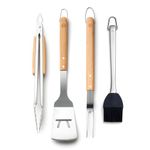 Outset Stainless Steel Grill Tool Set, Verde Collection, Spatula, Tongs, Grill Fork, and Sauce Brush