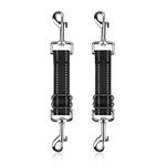 2 Pcs Dog Collar Clips,Dog Collar Connector,Stainless Steel Double Ended Dog Collar Clips with Reflective Nylon Adjustable Pet Collar Connectors for Dog Harness to Collar Safety Clip(Black)