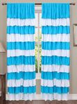 Dekor World 2 Pieces Cotton Blue and White Stylish Ultimate Ruffle Rod Curtain Set (Door Curtain-110x215cm or 4x7Feet or 42x84 Inches) for Bedroom and Living Room