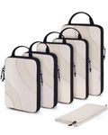 BAGSMART Compression Packing Cubes, 6 Set Travel Packing Cubes for Carry on Suitcases, Compression Suitcase Organizers Bag Set & Travel Storage Bags for Luggage, Packing Organizers White Opal