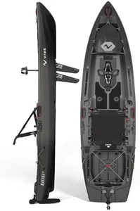 Makana 100 Fishing Kayak - 10 Ft, Customizable, Lightweight with Ample Storage | Includes Vibe Hero Seat 2.0, X-Drive Pedal Kit and Rudder (Raven)