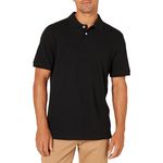 Amazon Essentials Men's Slim-Fit Cotton Pique Polo Shirt, Black, Large