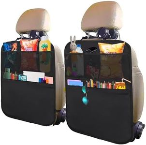 Enovoe Back Seat Protector for Kids-2 Pack with Pocket Organizer-Premium Quality Car Kick Mats-Best Waterproof Protection for Upholstery from Dirt, Mud, Scratches - Extra Large Car Seat Protector