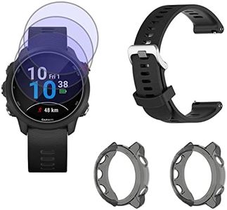 Watch Screen Protector set of 6 Compatible for Garmin Forerunner 245/245 Music and Soft TPU Protective Case, with Silicone Watch Band for smartwatch