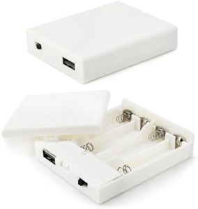 4 AA Battery Holder Case with Switch USB Port for Led Dry Erase Board, Neon Signs, LED Strip 4 Slots 1.5V AA Battery Storage Box with Cover Battery Connector - 2pcs