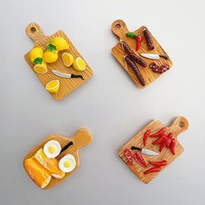 4PCS Food Refrigerator Magnets for Kitchen Home Decor, Funny Decorative Fridge Magnets, Miniature Food Mode, Cute Cutting Board Food Locker Magnet