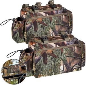 Suhine 2 Pcs Camo Tree Stand Accessories Ladder Stands Front Storage Bag Waterproof Military Hunting Packs for Men Tactical Tree Saddle Hunting System Kit for Outdoor Climbing Hiking Fishing