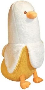 19.7 in Cute Banana Duck Plush Throw Pillow, Stuffed Animal Plush Hug, Suitable for Girls and Boys (Yellow) (White)