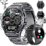 FOXBOX Smart Watch for Men Answer/Make Calls,400mAh 1.43"Amoled Display Fitness Tracker with Heart Rate Sleep Monitor,100+ Sports Modes,IP68 Waterproof Smartwatches for Android IOS Black