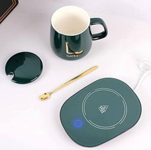 Paridham Electric Mug Warmer with Ceramic Mug, Lid & Spoon Set